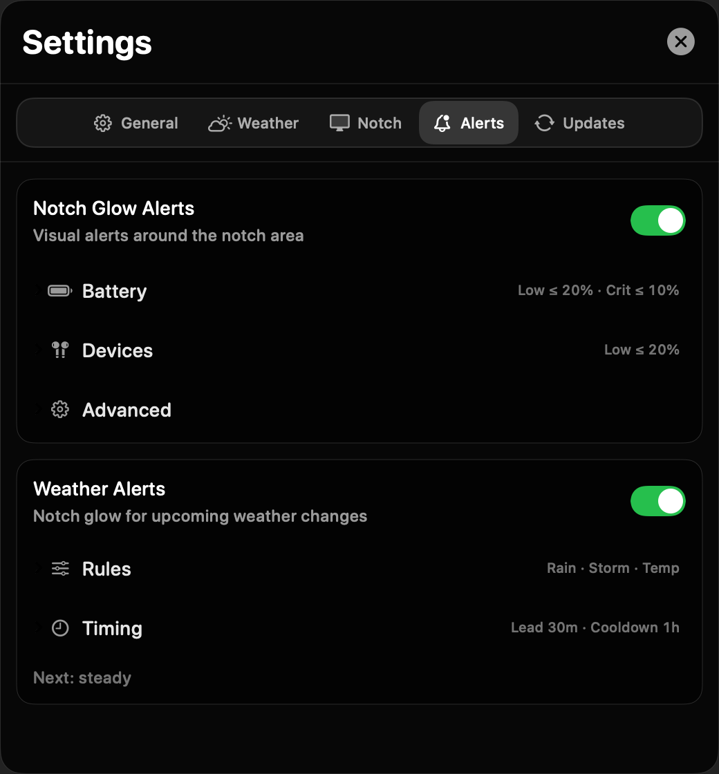 Notch Glow Settings
